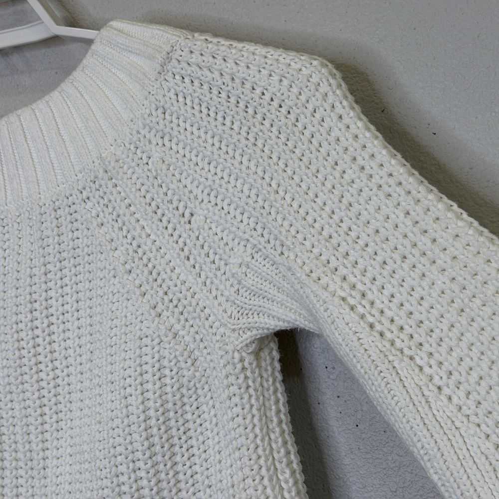 Boston Proper Crop Pullover Sweater Womens Size Small White Ribbed Long Sleeve - Picture 4 of 8